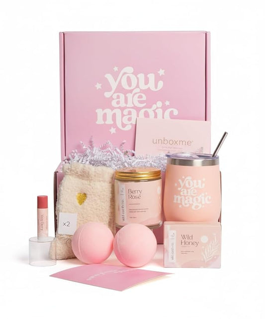 Unboxme Gifts For Women - Birthday Edition | Gift Box For Her | Thinking Of You Gift Basket with Mug, Scented Candle, Bath Bombs, Soap + More | Unique Gift Ideas
