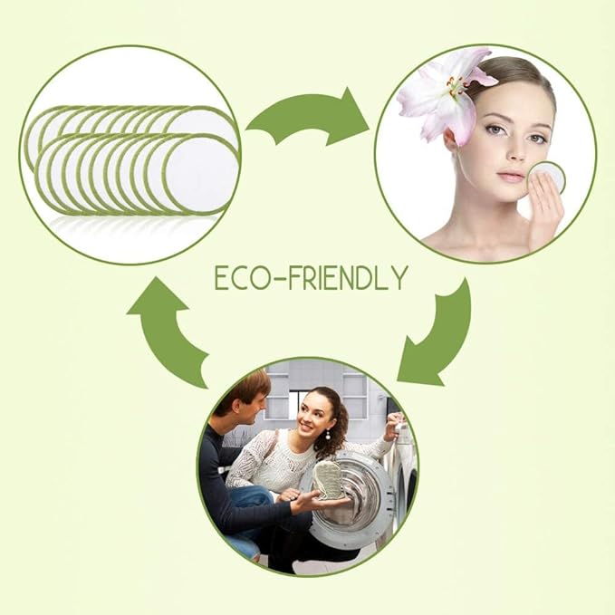 28 Pack Reusable Cotton Rounds with Washable Laundry Bag and Round Box|Travel Essentials for Skincare, Makeup Remover Pads and Storage|Reusable Makeup Remover Pads