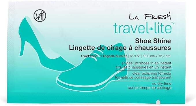 LA Fresh Travel Lite Pre-Moistened Shoe Shine Wipes Pack of 50 Individually Wrapped Streak-Free Cleaning Wipes Perfect For Use On Leather Convenient Size For On The Go