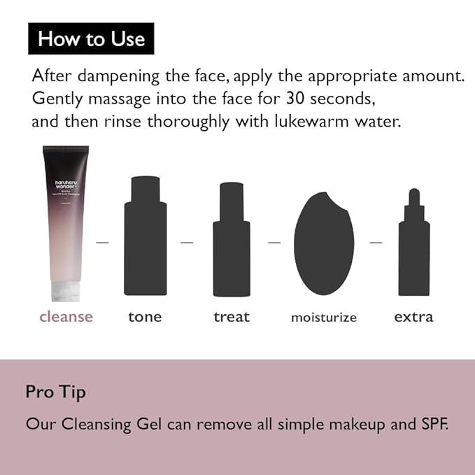 HARUHARU wonder Black Rice Triple AHA Gentle Cleansing Gel 3.38 fl oz, Hydrating Cleansing gel, Gentle exfoliating, Vegan, Travel essentials, Korean Skincare