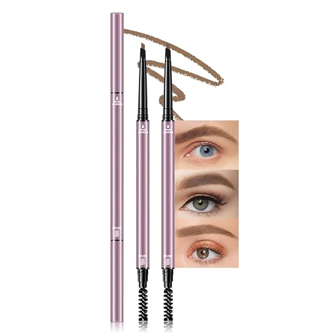 3 Pcs Dark Brown Eyebrow Pencils for Women,with Spoolie Brush,Eyebrow Pencil Soft Textured,Waterproof Sweat-proof for Fills in Sparse Areas and Gaps Create a Natural Eye Brow,Vegan & Cruelty-Free