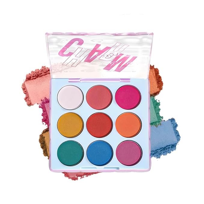 9-Color Bright Eyeshadow Palette – Vibrant Matte Rainbow Shades, Pink, Yellow, Green & Blue Tones, Long-Lasting, Waterproof, Blendable, Ideal for Party, Stage, or Trendy Everyday Makeup 03