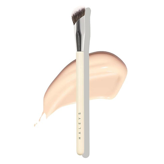 HALEYS Concealer Brush VEGAN+CRUELTY-FREE, Sustainable Wood, Vegan Bristles for Airbrushed Finish, For Creams,Liquids, Powder, Streak-free, Perfect Blending, Buffs, Smooths with Control, Special shape