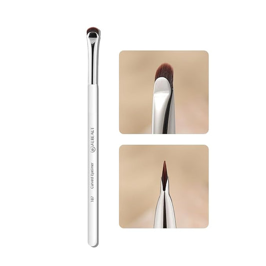 Eyeliner Brush, Crescent-Shaped Eyeliner and Brow Brush - Effortlessly Create Perfect Eyeliner (187 curved eyeliner)