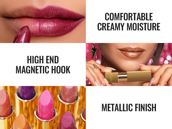 Oulac Metallic Brown & Nude Lipstick Set - 2PCS Vegan Lightweight Hydrating Formula with High Impact Lip Color for Full Coverage Lip Makeup, Christmas Gifts for Women, 08+10