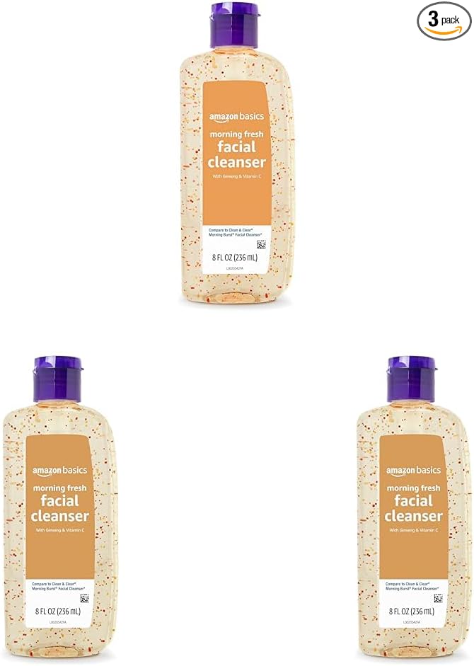 Amazon Basics Morning Fresh Facial Cleanser with Ginseng and Vitamin C, 8 fl oz (Pack of 3)