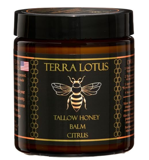 Organic Grass-Fed Beef Tallow Balm with Raw Honey - Moisturizing Cream for Soft, Smooth Skin - Handmade All-Natural Moisturizer (4oz, Citrus)