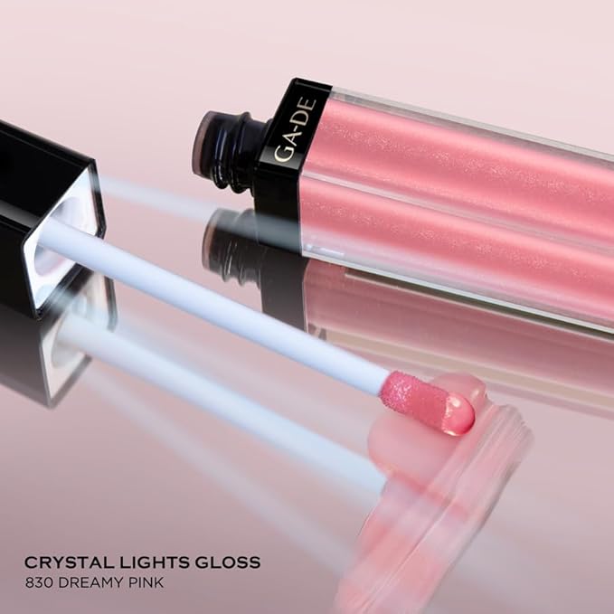 GA-DE Crystal Lights Lip Gloss, 823 - Enriched with Light-Reflecting Crystal Pearls - Smooth Silky, Rich Color - Moisturizes and Adds Shine - 0.2 oz