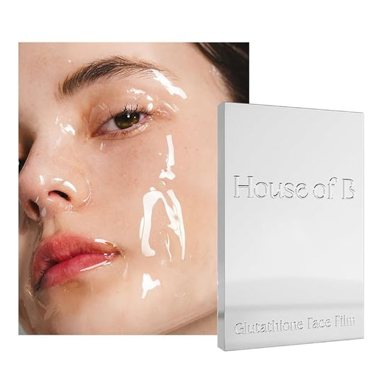 House of B Glow Glutathione 2-Step Face Film Set for Wrinkle Reduction & Skin Tone Enhancement, Shine Your Light with 3 Counts Korean Mask