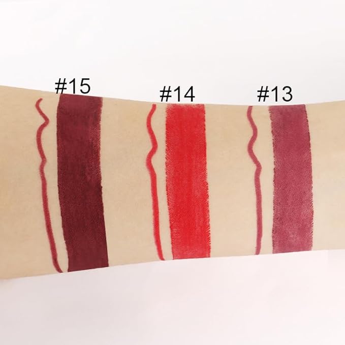 BINGBRUSH 3Pcs Double Ended Mauve Ruby Deep Red Matte Lip Liner and Lipstick Makeup Combo Set for Women, Lipliner 24 Hours Original Waterproof Long Lasting Lip Stains Pencil Kit Set