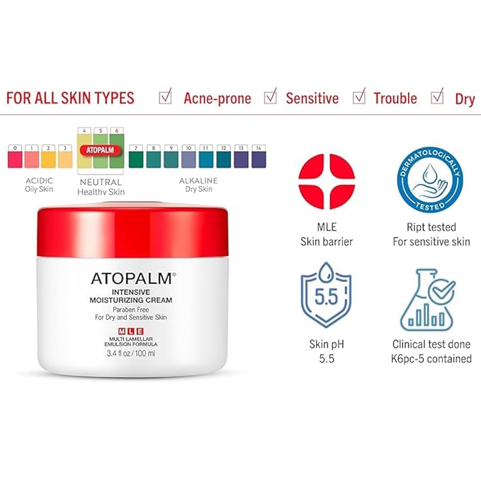 ATOPALM | Intensive Moisturizing Cream | Face & Body Moisturizer | For Dry & Sensitive Skin | Paraben-Free Lotion | Replenishes Hydration | Skin Barrier Repair | Korean Skin Care | 3.4 fl oz (100ml)