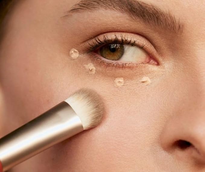 MAKEUP BRUSH Rose Inc Angled Kabuki foundation brush for liquid makeup| Seamless Blending & Control (Concealer Brush)