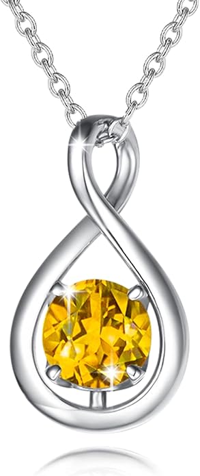 FANCIME Birthstone Necklaces for Women Fine Jewelry Sterling Silver Dainty Infinity Pendant Anniversary Birthday Christmas Gifts for Her Wife Mom Lady Daughter, Chain 16"+2" Extend