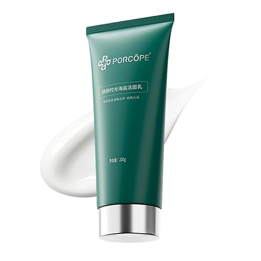 PORCOPE Gentle Moisturizing Cleanser with Amino Acids and Sea Salt Effective Oil Control for Oily and Sensitive Skin,Deep Cleans Pores, Makeup Remover and Skincare Two-in-One Daily Face Wash (200g)