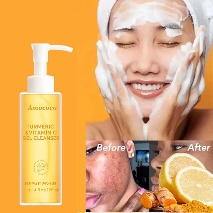 Turmeric & Vitamin C Gel Cleanser - 4 fl oz | Deep Cleansing, Hydrating & Radiance - Boosting for Most Skin Types