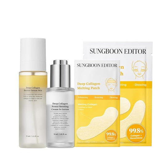SUNGBOON EDITOR Anti Wrinkle TRIO: Cream in Serum & Collagen Patch & Serum Mist, Best Korean Glass Skin Care Set, Gifts for Mom