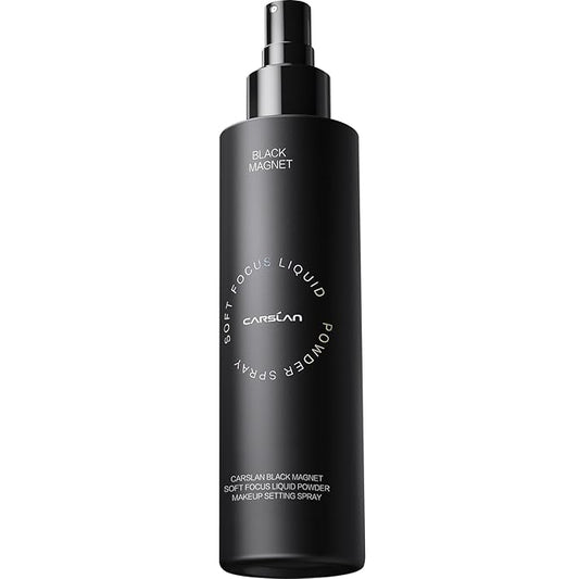 CARSLAN Black Magnet Liquid Powder Makeup Setting Spray, 16H Longlasting Oil Control Lock Face Makeup, Smudgeproof, Waterproof Finishing Spray, 100ml/3.4 Fl Oz