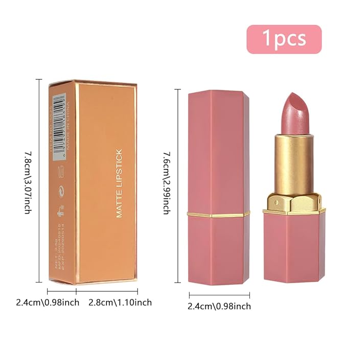 Nude Metallic Lipstick Lip Gloss for Women,Lightweight Shimmer Frosted Long Lasting Lipstick,Glitter Lip Stain Waterproof Smudge Proof 24 Hour Full Coverage Lip Makeup,Vegan