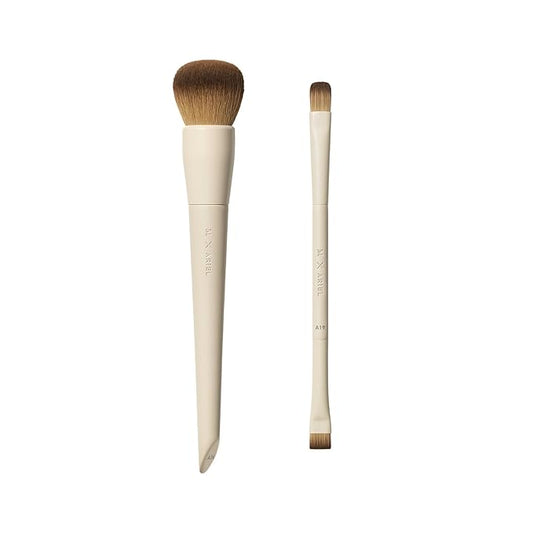 Morphe x Ariel Complexion Essentials Duo - A24 Signature Foundation & A19 Dual-Ended Concealer Brushes - Provides Seamless Application & Flawless Blend for Base Perfection (2 Piece Set)