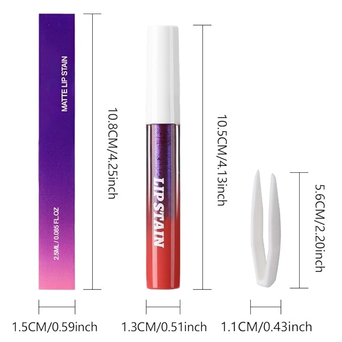 Matte Liquid Lip Stain Peel Off Lip liner Tattoo with Tweezer, Maroon Red Liquid Lipstick Lipstain Long Lasting Waterproof for Women, Highly Pigmented Not Faded Smudge-proof Easy to Apply, 01