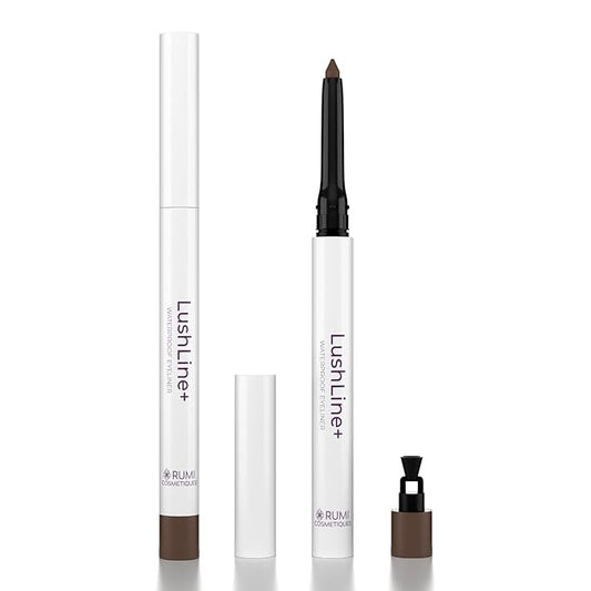 Rumi Cosmetiques LushLine+ Waterproof Eyeliner Pencil For Older Women - Smudge Proof, Long-Lasting, Non Toxic, Soft Glide - Safe For Sensitive Eyes (Dark Brown)
