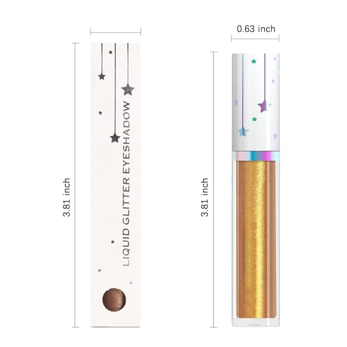 evpct Liquid Shimmery Glitter Eyeshadow Eyeliner, High Pigment Colored Metallic Eyeshadow Stick Eyeliner, Waterproof Long Lasting Sparkle Eye Makeup Set for Women, 03# Ochre