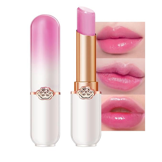 BINGBRUSH Peach Color Changing Lipstick,Moisturizer Long Lasting Lip Care Lip Balm Magic Lip Gloss Lip Tint Stain Gloss Set for Women (1pc Grape)