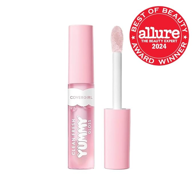 COVERGIRL Clean Fresh Yummy Lip Gloss, Sheer, Natural Scents, Vegan Formula - 100 Let's Get Fizzical, 0.33 fl oz