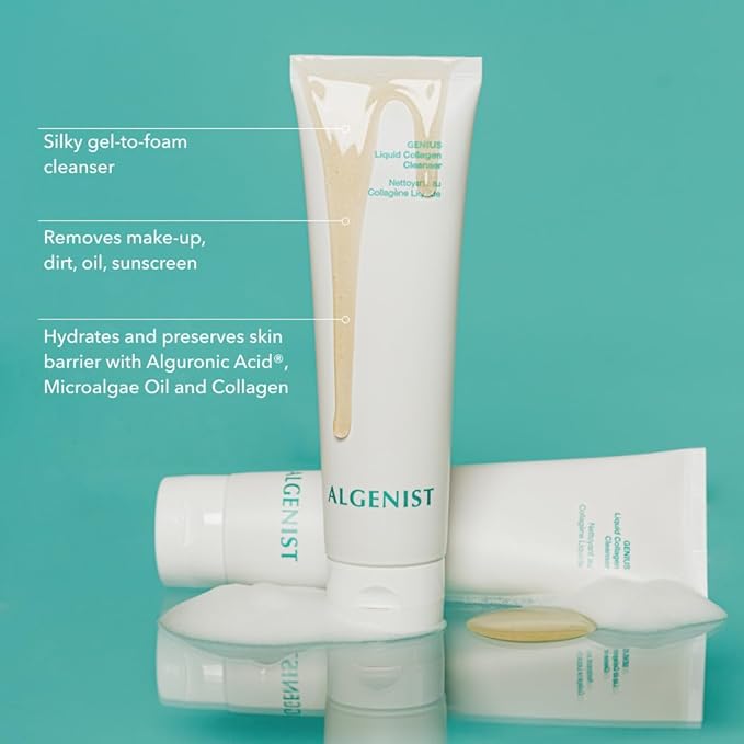 Algenist GENIUS Liquid Collagen Foaming Facial Cleanser - Hydrating Face Wash & Makeup Remover with Alguronic Acid and Microalgae Oil to Nourish & Restore Skin's Radiance (5 oz)