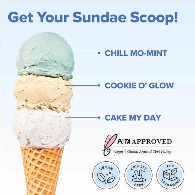 I DEW CARE Wash Off Face Mask Set - Sundae Scoop | Hyaluronic Acid Skincare Essentials, Moisturizing, Hydrating, Soothing, Exfoliating, Dry Sensitive Skin, Stocking Stuffers, Travel Size, Mini Set