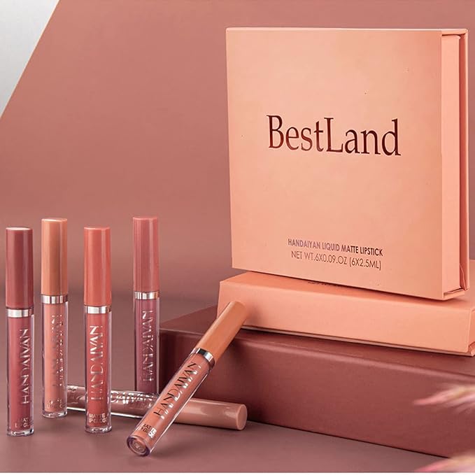 BestLand 6Pcs Matte Liquid Lipstick Set, 24H Transfer-Proof, Long Lasting, Moisturizing & Non-Sticky Lip Gloss Waterproof Lip Stain Sets for Women, Cruelty Free Lip Makeup (Set C)