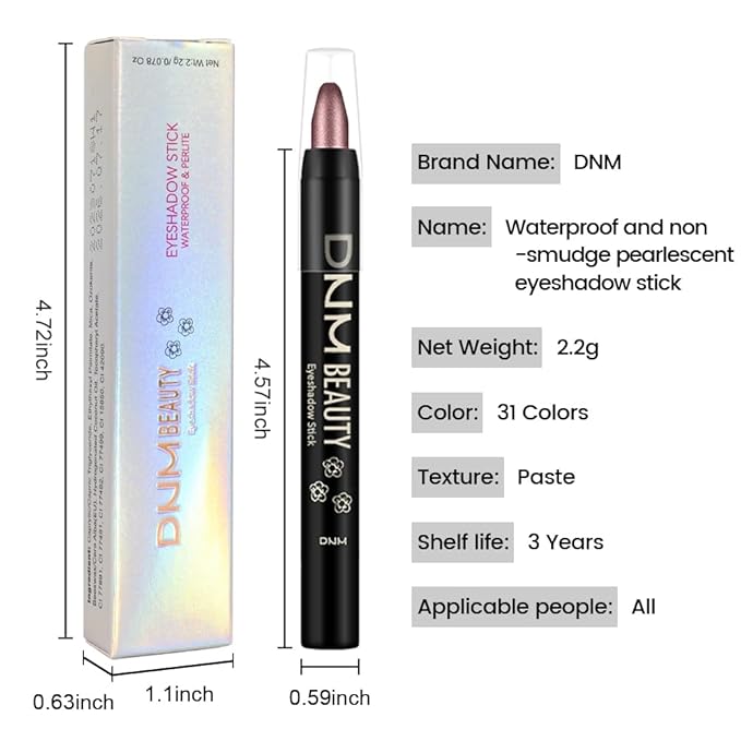 evpct Rose Gold Shimmer Cream Eye Shadow Sticks Brightener Pencils for Women, Rose Gold Silky Eyeshadow Applicator Stick Pen Waterproof, Blendable Crease-Proof Stick Eyeshadow Shimmer Eye Makeup 72