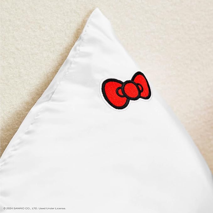 Kitsch x Hello Kitty (Ivory) - Satin Pillowcase with Zipper for Hair and Skin, Softer Than Silk Pillow Case, Smooth Cooling Pillow Covers, Machine Washable, Queen/Standard (19x26)