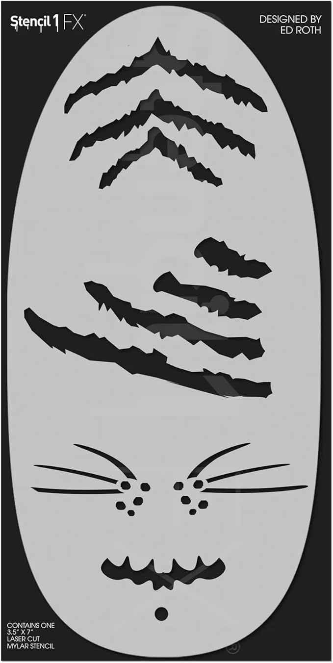 Stencil1FX - Tiger Stripes Eye Makeup Stencil for Costumes, Dress Up, Halloween, Cosplay, Arts, Face Painting