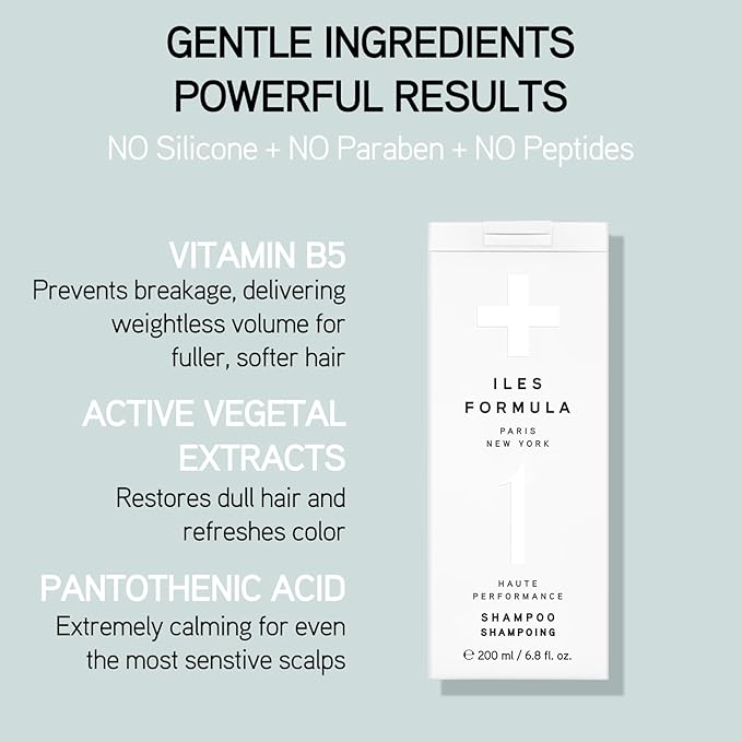ILES FORMULA Shampoo for Dry, Damaged, Frizzy or Color Treated Hair - Hydrating, Sulfate Free Shampoo – Salon Grade, Color Safe, Moisturizing Formula that Controls Humidity & Boosts Shine