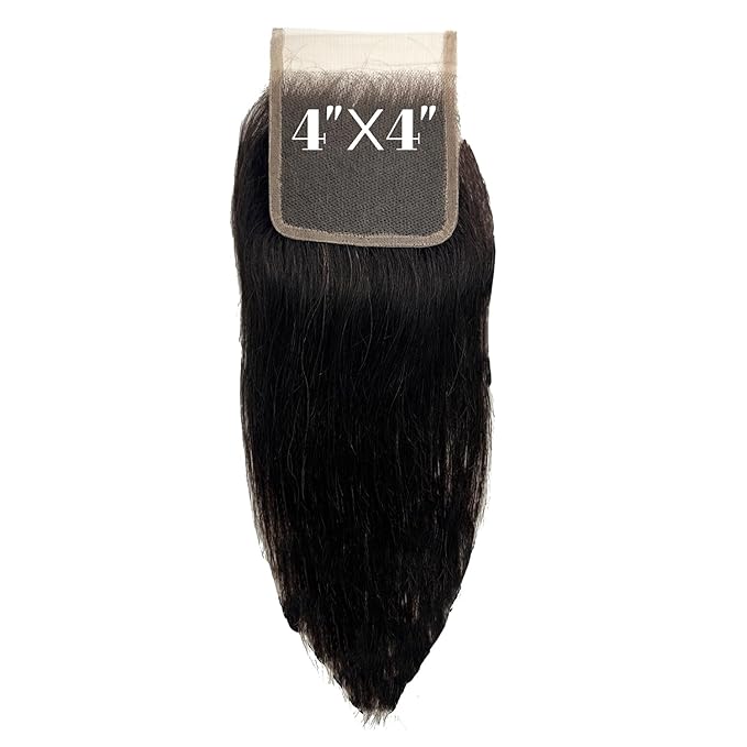 Foxy Silver Lady HD Lace Closure, 4x4 Pre-Plucked Hand-Tied Human Hair Lace Piece, Unprocessed Brazilian Natural Hair, Invisible Seamless Closure Piece, 35g (Natural Brown, 12)