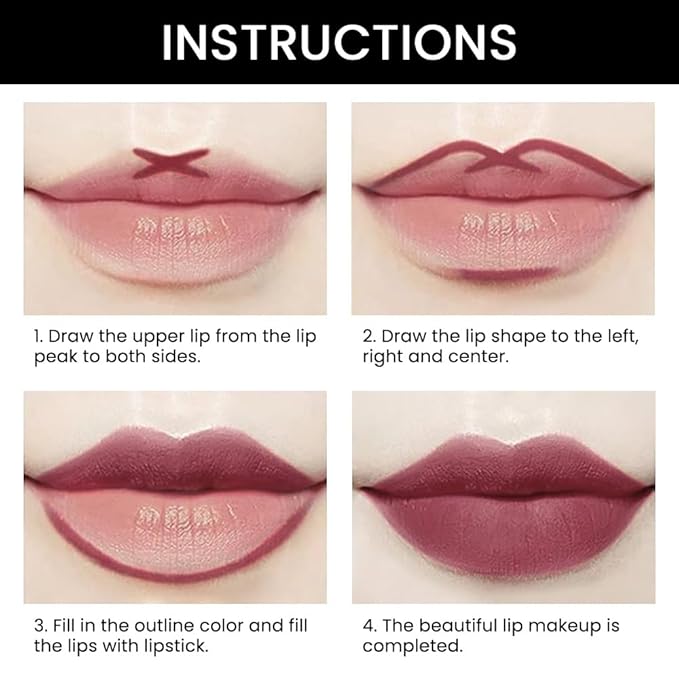 BINGBRUSH 3Pcs Double Ended Light Mauve Red Nude Beige Matte Lip Liner and Lipstick Makeup Combo Set for Women,Plum Rose Lipliner 24 Hours Original Waterproof Long Lasting Lip Stains Pencil Kit Set