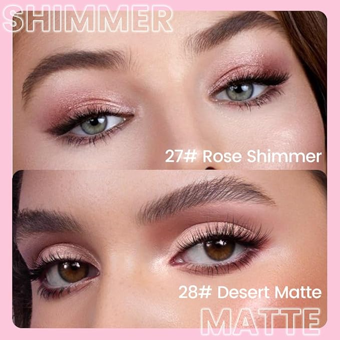 evpct 2Pcs Cream Eyeshadow Sticks Set for Eyes Waterproof, Rose Shimmer & Desert Matte Cream Eyeshadow Applicator Stick Pen, Long Lasting High Pigmented Eye Shadow sombras en crema para ojos 27 + 28