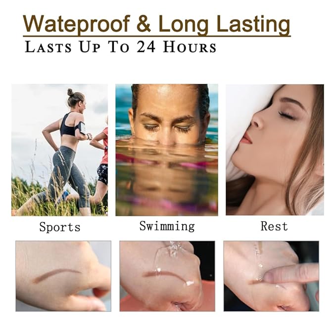 Waterproof Eyebrow Pen - Microblading Tattoo Brow Pencil, 24 Hours Long Lasting, Creates Natural Looking (Auburn - 2 PCS)