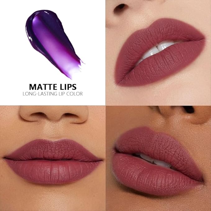 evpct Deep Mauve Red Peel Off Lip Stain Tints with Tweezer, Matte Liquid Lipstick Lip Stain Long Lasting Waterproof for Women, Non-stick Cup Lipstick Peel Off High Pigmented Smudge-proof Easy to Apply
