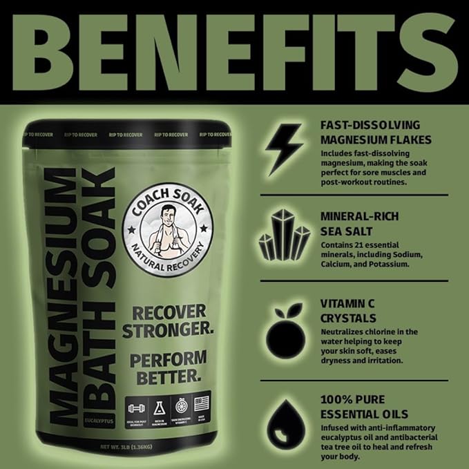 Magnesium Bath Soak I Coach Soak Post-Workout Muscle Recovery