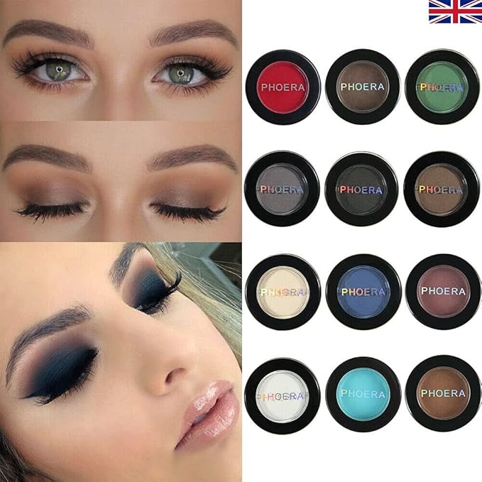 Phoera AQUAPURITY Waterproof Long Lasting Matte Eyeshadow Palette in 12 Pigment Color Face Powder Eye Shadow Cosmetic Cream Makeup Cosmetic (210 FLIPPER)