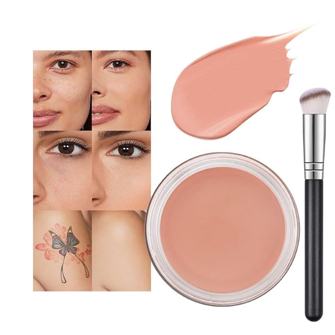 Kaely Pot Concealer Full Coverage Set, Under Eye Brightener Color Correcting Concealer for Dark Circles, Waterproof Foundation Face Makeup Brush Kit, Eye Ring Corrector de ojeras, 06 TAN