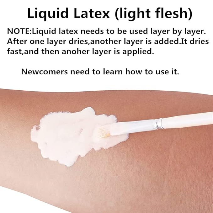 Go Ho Liquid Latex SFX Makeup(2 oz),Halloween Monster Zombie Costume Makeup,Quick Drying Multi-Purpose Liquid Face Paint for Scar Wound Peeling Skin Wrinkles Stipples Burns Blisters,Light Flesh