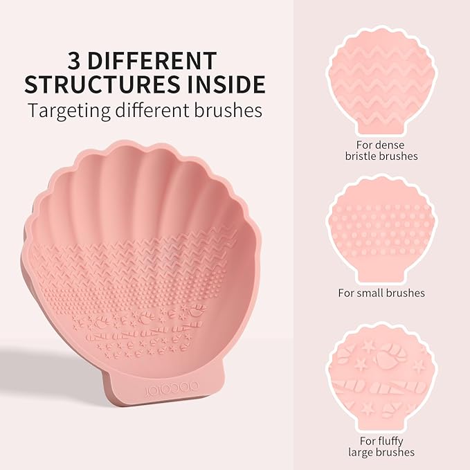 docolor Silicone Makeup Brush Cleaner Mat Shell shape make up brush cleaner pad Big Size, Makeup Brush Cleaning Mat, Brushes Cleaning Tool, Portable Washing Tool for Makeup Cosmetic Brushes