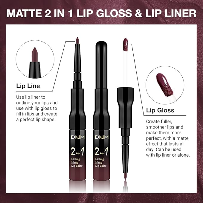 evpct 1Pcs Dark Deep Red Matte Lip Liner and Liquid Lipstick Stain Makeup Set for women, Red Long Lasting Smudge Proof Lipstick labiales matte mate larga duracion listip 24 hours originales,17#