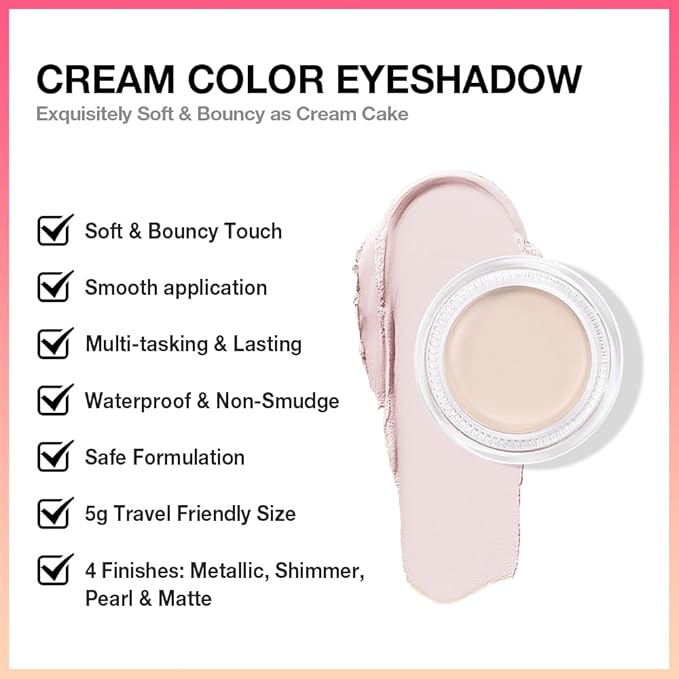 evpct Matte Bright Nude Single Cream Eye Shadow Palette Pot Makeup for Older Women, Highly Pigmented Monochrome Cream to Powder Eyeshadow Palette Matte Liquid eyeshadow, Natural Waterproof Blendable