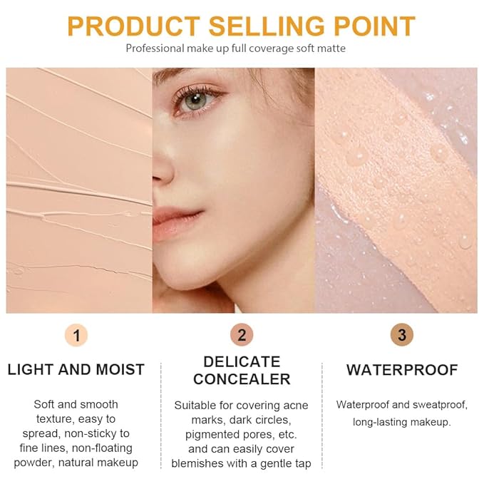 Kaely 2Pcs Pot Concealer Full Coverage Set, Under Eye Brightener Color Correcting Concealer for Dark Circles, Waterproof Foundation Face Makeup Brush Kit, Eye Ring Corrector de ojeras, 01+02