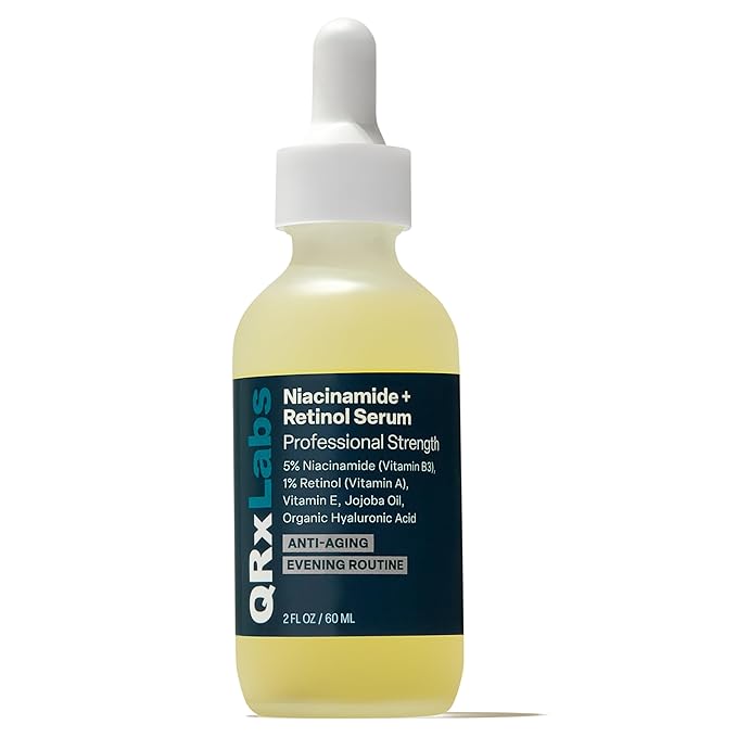 QRxLabs 5% Niacinamide Serum with 1% Retinol & Alpha Arbutin - 2 Fl Oz - Anti-Aging Retinol Serum for Face, Pore Minimizer & Wrinkle Reducer