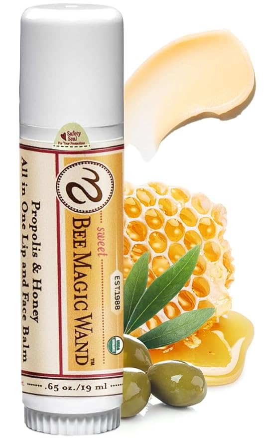 Sweet Bee Naturals Magic Wand - Certified Organic Lip and Face Moisturizing Wand - Natural Chapstick and Balm Stick for Dry Skin and Lips, Non Petroleum Jelly for All Ages and Skin Types, 0.65 oz